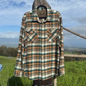 SEAGER CALICO FLANNEL Western Grunge Green PLAID outdoor XXL